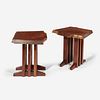 Jeffrey Greene (American, 21st century) Pair of Live-Edge End Tables With Three-Column Bases, Doylestown, PA, 21st century