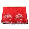 A RED-GROUND FLORAL EMBROIDERED SKIRT