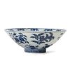 A BLUE AND WHITE 'FLOWER AND FRUIT' BOWL