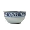 A BLUE AND WHITE LOTUS-SCROLL BOWL
