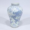 Large Korean Blue & White Porcelain Dragon Jar