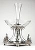 Art Nouveau silver plate & cut glass centerpiece