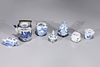 Group of Seven Chinese Blue & White Porcelain Teapots