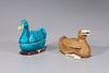 Two Chinese Glazed Porcelain Ducks