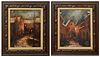 M. Rijke, "Road Through the Town" and "The Town at Night," 20th c., pair of oils on canvas, signed lower right, presented in wood frames, H.- 19 1/4 i