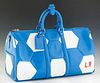 Louis Vuitton Limited Edition Fifa World Cup, 2018 Keepall, in blue and white world cup epi calf leather with silver brass hardware, opening to a blac