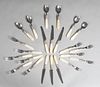 Twenty-Four Piece Set of Bugatti for Vietri Stainless Steel Flatware, 20th c., with mother-of-pearl handles, consisting of 6 dinner knives, 6 dinner f
