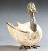 Binazzi Foresto, "Brass and Conch Shell Duck," 20th c., with green glass eyes, with a foil sticker "Binazzi Foresto Made in Italy," H.- 7 1/4 in., W.-