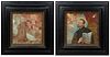 Old Master School, "Friar and Putti" and "St. Cajetan with Putti," 19th c., verre eglomise, unsigned, each presented in wood frames, H.- 10 in., W.- 1