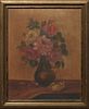 American School, "Still Life of Roses," early 20th c., oil on canvas, signed illegibly lower left, with E. L. Borenstein Collection paperwork attached