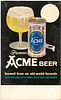 1962 Acme Beer 11x18 inch Cardboard Sign