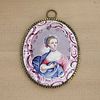 An English enamel miniature portrait medallion,
