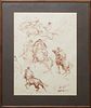John Groth (1908-1988, Texas/New York/Illinois), "Afghan Horsemen," 20th c., ink on paper, signed indistinctly and titled lower right, presented in a 
