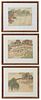 Oriental School, "Three Landscape Scenes," 20th c., watercolors, with a red seal mark, presented in matching faux bamboo frames, H.- 8 7/8 in., W.- 10