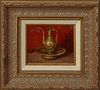 Hovsep Pushman (1877-1966, New York/Armenia), "Still Life of Metal Flagon and Bowl," 1920, oil on board, signed and dated lower left, presented in a g