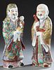 Pair of Large Chinese Porcelain Sages, 20th c., depicting Prosperity and Longevity, with polychromed decoration, the underside with impressed makers' 
