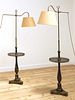 A pair of black-lacquered reading lamp standards