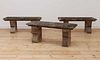 A set of three composite stone benches,