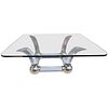 Lucite Sabre Leg and Brass Coffee Table