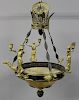 French Style Bronze and Alabaster Chandelier with