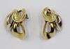 Pair 18K Yellow and White Gold Three Link Earrings