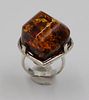 Sterling Silver and Amber Ring