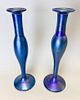 Pair of L.C. Tiffany Favrile Style Candlesticks