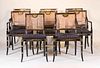Eight Regency Style Ebonized Dining Chairs