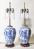 Pair of Blue and White Delftware Urns
