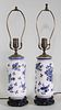 Pair of Delftware Cylindrical Vases