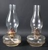 Pair of Vintage Cast Iron Hanging Oil Lamps