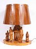 Canadian Folk Art Carved Figures Mounted as Lamp