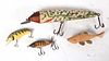 Four Vintage Painted Wood Fishing Lures