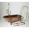 Copper and Brass Dolphin Footed Bathtub with Accessories