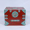 Chinese Red Chest with Cloisonne Accents