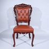 Carved Wood & Leather Chair
