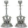 English Silver Plate Figural Dog Candle Holders