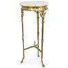 Antique Brass & Onyx Marble Accent Table