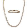 (2 Pc) 14k Gold and Diamond Tennis Bracelet and Necklace