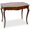 French Louis XV Style Inlaid Wood & Ormolu Desk Table