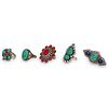 (5 Pc) Navajo Style Sterling and Semi Precious Stone Rings
