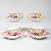 Set of Four Dresden Cabinet Cups and Saucers
