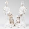 Pair of Chinese White Glazed Porcelain Figures of Ladies