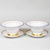 Pair of KPM Porcelain Serving Bowls with Fixed Underplates