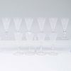 Set of Ten Etched Glass Flutes