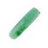A jade band ring. The rectangular jadeite panel, to the plain tapered band. Weight 3.6gms. Jadeite u