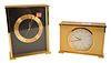 Two Tiffany and Company Desk Clocks, to include brass quartz clock, model number 2048, along with a rectangular desk clock 2202, quartz height 8 inche