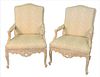 Pair of Michael Taylor Designs Inc., San Francisco Chairs, Louis XV style armchairs having custom upholstery, height 42 inches, width 28 inches.