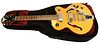 Epiphone Electric Guitar, serial number 18031500761 Wildcats, flame maple top, Bigsby tremolo, P-90 pickups, soft bag case.