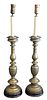 Pair of Large Brass Candlestick Floor Lamps, height 52 1/2 inches.